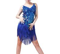 Femmes Latin Dance Robe Sequin Pift Fringe Fringe Robe 1920s Gatsby Cocktail Robe Tango Ballroom Dance Costume