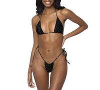 Femmes Licou String Bikini Ensemble Sexy String Deux pièces Maillots de Bain Couleur Unie Maillot de Bain (Dark Gray, L)