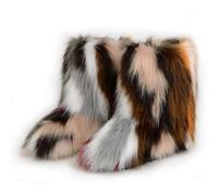 Femmes Linda Fluffy Bottes Chaud L'hiver Bottes de Neige with Faux Fourrure Colorful Chaussures Festival Chaussures Fourrurery Feet Paws Rave Custome Fuzzy Leg Chauder Outdoor Coffee-Grey Size 43