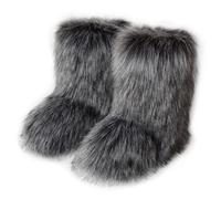 Femmes Linda Fluffy Bottes Chaud L'hiver Bottes de Neige with Faux Raccoon Fourrure Chaussures Custome Festival Chaussures Fourrurery Feet Paws Rave Fuzzy Leg Chauder Outdoor Dark-Grey Size 40