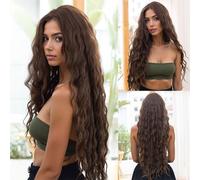 Femmes Longue Perruque Bouclée Marron Perruque Femmes Ondulée Perruque Cheveux Longs Cosplay Wig, Style 1