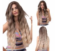 Femmes Longue Perruque Bouclée Marron Perruque Femmes Ondulée Perruque Cheveux Longs Cosplay Wig, Style 4