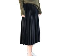 Femmes Longue Taille Elastique Plissée Midi Jupe Grande Taille Noir 5XL