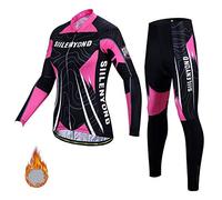 Femmes Maillot de Cyclisme Manches Longues Vestes de Cyclisme Coussin Rembourrés en Gel 3D Pantalons Vélo VTT Vêtements Respirant Automne Hiver Thermique Polaire Vêtements BC-21,D,M