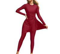 Femmes Maillots de Bain Musulmans Islamique Modest Couverture Complète Burkini Manches Longues Haut Pantalon Natation été Tenue de Plage Maillots Rashguards 2 Pièce