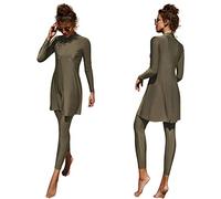 Femmes Maillots de Bain Musulmans Islamique Modest Couverture Complète Burkini Manches Longues Haut Pantalon Natation été Tenue de Plage Maillots Rashguards 2 Pièce armée Verte M