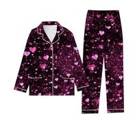 Femmes Maison Printemps Amour Imprimé Pyjamas Manches Longues Pantalon Deux Pièces Ensemble