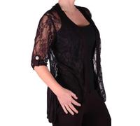 Femmes Manches 3/4 Maille de dentelle Grande taille Floral Front ouvert Cardigan