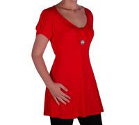 Femmes Manches Courtes Col en V Casual Plain Longue Grande Taille évasée Tunique