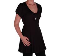 Femmes Manches Courtes Col en V Casual Plain Longue Grande Taille évasée Tunique