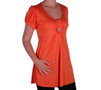 Femmes Manches Courtes Col en V Casual Plain Longue Grande Taille évasée Tunique
