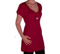 Femmes Manches Courtes Col en V Casual Plain Longue Grande Taille évasée Tunique