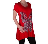 Femmes Manches Courtes Encolure Dégagée Papillon Imprimé Chemisier Tunique Top