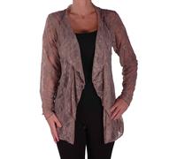 Femmes manches longues en dentelle ouverte Mesh Floral cascade Jersey Cardigan