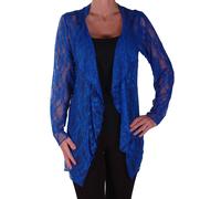 Femmes manches longues en dentelle ouverte Mesh Floral cascade Jersey Cardigan