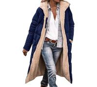 Femmes Manteaux D’Hiver Chaud Sherpa Polaire Doublé Long Capuche Doudoune Jacet Pleine Fermeture Éclair Thicen Manteaux D’extérieur, A2-Navy, S