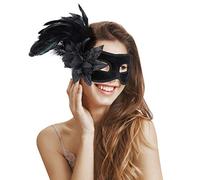 Femmes Masque de Plumes Sexy Masque de Dentelle pour Les Yeux Masque d'Orné Fleur Lys élégant Loup de Venitienne Brode Loup de Demi-Visage Décoration pour Masquerade Carnaval Déguisement Halloween Bal