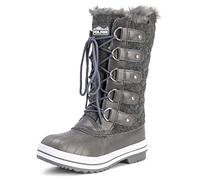 Femmes Matelassé Pluie Lacer Fourrure Chaleureux Chaussures Neige Botte - GRT42 - AYC0013 - Gris Textile - 42 EU