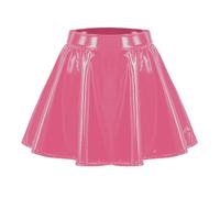 Femmes Métallisée Shiny Taille élastique Mini Jupe élégante A-Ligne Patineur Jupe