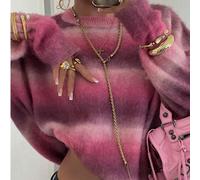 Femmes Mignon Décontracté Imprimé Espace Coloré Streetwear Style Y2K Coupe Ample Col Rond Manches Longues Tricot Pullover, Porter Tous Les Jours, Convient Pour L'automne/L'hiver, Rentrée Des Classes,