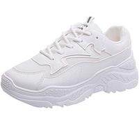 Femmes Minceur Chaussures De Sport Running Jogging Marche Baskets Plate-Forme Chaussure à Lacets éTé Femme Pas Cher Soldes Respirant Confort Sneakers (38 EU, Blanche)