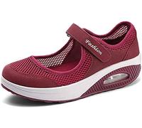 Femmes Minceur Chaussures Taille 35-42eu Marche Baskets Plate-Forme Chaussures Poids Air Léger Engrener Elastic Sports en Yoga à Enfiler Pas Cher Trainers en Maille Plates Été rouge- 38EU