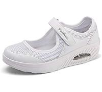 Femmes Minceur Chaussures Taille 35-42eu Marche Baskets Plate-Forme Chaussures Poids Air Léger Engrener Elastic Sports en Yoga à Enfiler Pas Cher Trainers en Maille Plates Été blanc- 36 EU