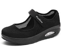 Femmes Minceur Chaussures Taille 35-42eu Marche Baskets Plate-Forme Chaussures Poids Air Léger Engrener Elastic Sports en Yoga à Enfiler Pas Cher Trainers en Maille Plates Été noir- 35 EU