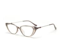 Femmes Mode Lunettes Cat Eye Métal TR90 Cadre de Lunettes Femme Accessoires Tendance, Kaki avec transparent