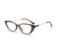 Femmes Mode Lunettes Cat Eye Métal TR90 Cadre de Lunettes Femme Accessoires Tendance, Marron avec transparent