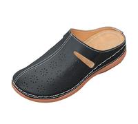 Femmes Mules Bout Fermé été Confortable et Sabots Femme Sandale Plateforme Pantoufles Orthopédiques Chaussons de Plage Slippers Bohemia Romain Sandals (Z-Black #1, 40)