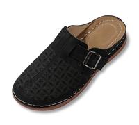 Femmes Mules Bout Fermé été Confortable et Sabots Femme Sandale Plateforme Pantoufles Orthopédiques Chaussons de Plage Slippers Bohemia Romain Sandals (Black, 37)