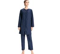 Femmes Musulman Maillot De Bain 3 Pièce Ensemble Islamique Sport Maillots De Bain Vêtements De Plage Couverture Complète Burkini avec Bonnet De Bain, Dark Blue 2, L