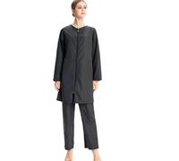 Femmes Musulman Maillot De Bain 3 Pièce Ensemble Islamique Sport Maillots De Bain Vêtements De Plage Couverture Complète Burkini avec Bonnet De Bain, Black 2, XXL