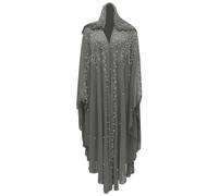 Femmes Musulmane Poncho Châle Wrap Longue Paillettes Cape Cardigan de Soirée Ouverture Avant Poncho Chale Rétro Robe de Priere Tenue de Abaya Islamique Moyen-Orient Jellaba Kabyle Mariage Ramadan