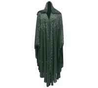 Femmes Musulmane Poncho Châle Wrap Longue Paillettes Cape Cardigan de Soirée Ouverture Avant Poncho Chale Rétro Robe de Priere Tenue de Abaya Islamique Moyen-Orient Jellaba Kabyle Mariage Ramadan