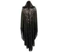 Femmes Musulmane Poncho Châle Wrap Longue Paillettes Cape Cardigan de Soirée Ouverture Avant Poncho Chale Rétro Robe de Priere Tenue de Abaya Islamique Moyen-Orient Jellaba Kabyle Mariage Ramadan