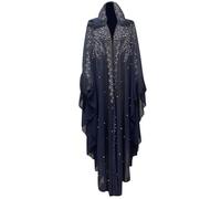 Femmes Musulmane Poncho Châle Wrap Longue Paillettes Cape Cardigan de Soirée Ouverture Avant Poncho Chale Rétro Robe de Priere Tenue de Abaya Islamique Moyen-Orient Jellaba Kabyle Mariage Ramadan