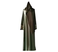 Femmes musulmanes plaquées or tempérament contrasté jupe longue festival robe à manches longues robe foulard costume, Vert armée., M