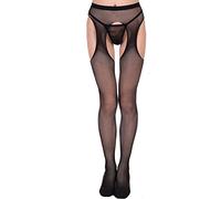 Femmes Net Sexy Collants Transparent Body Costume Dentelle Sous-vêtements Ouverts Silicone Body, Noir , taille unique