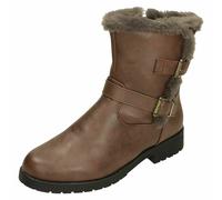 Femmes Noir ou Marron Fausse Fourrure Bordure Spot On Bottines: F4R451