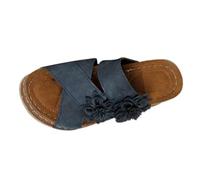 Femmes noires diapositives sandales de compencouleur solide jolie fleur chaussures de semelle douce en cuir crisscross bracelet ouvert orteil chaussure extérieure marche chaussures d'été (Blue, 37)