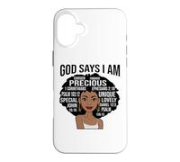 Femmes Noires : Dieu Dit Que Je suis choisie, pardonné la précieuse mélanine Coque pour iPhone 16 Plus