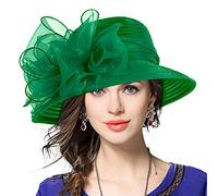 Femmes Oaks Derby Robe Église Cloche Capelines Bowler Chapeaux de Mariage (Vert)