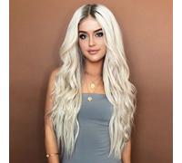 Femmes Ombre Ondulé Perruque Bouclée Wig Naturellement Ondulé Or Perruque Cheveux Longs