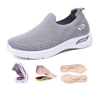 Femmes Orthopédique Confort Sneakers Tissé Respirant Chaussures Orthopédiques Antidérapantes Sneakers Casual Soft Sole Walking Shoes Running Training Shoes (Grey,37)