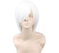 Femmes ou hommes perruques courtes listations de cosplay synthétique droite avec une frange comme de vrais cheveux (Couleur : White)