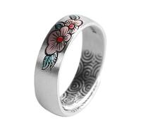 Femmes Ouvertes Bagues Réglables, Vintage Brûlé Fleurs Bleues Bande Bijoux pour Éternité Promesse Dîner Fête Mariage Finger Circle Cadeau