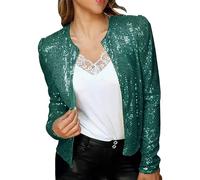 Femmes Paillettes Blazer Casual Sequin Manches Longues Veste Glitter Party Brillant Manteau Rave SurvêTement Doudoune pour SoiréE Cocktail CéRéMonie FêTe Danse Bal Club ÉLéGant