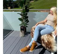 Femmes Peau de Mouton Chaussons Cinderella Chaussures avec Laine Véritable